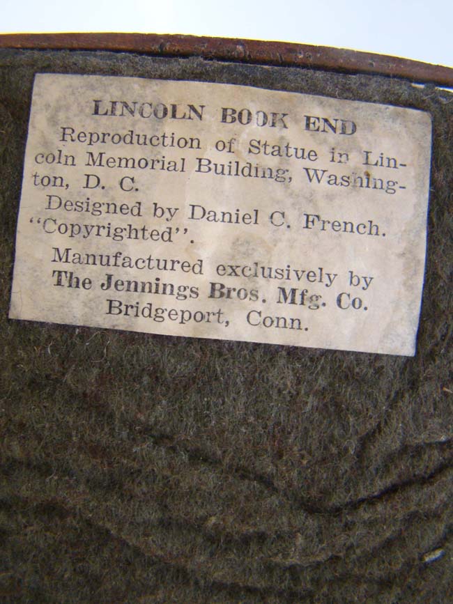 A pair of "LINCOLN in the Chair" bookends made by Jennings Brothers circa 1935 — image 3